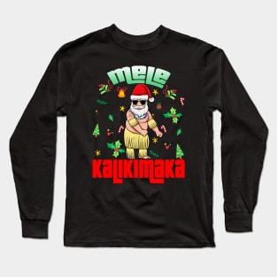 Mele Kalikimaka Christmas Santa Shaka Hawaii Long Sleeve T-Shirt